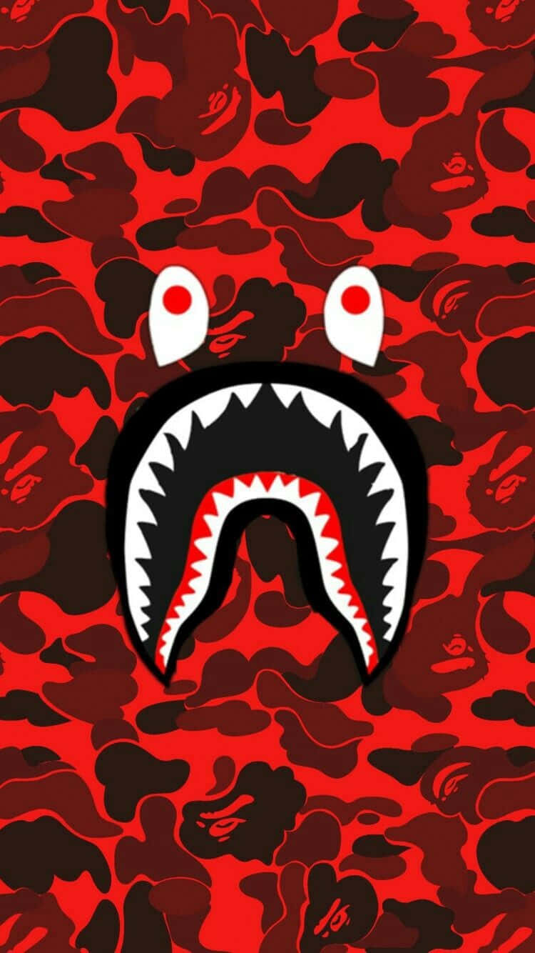 Red Camo Shark Bape Graphic Wallpaper