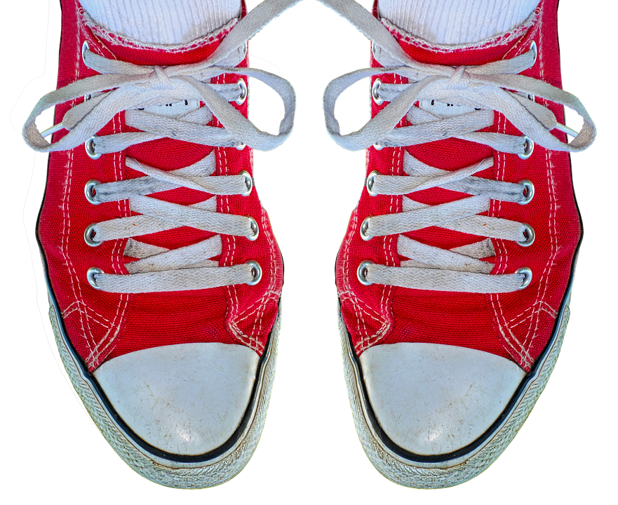 Red Canvas Sneakers Top View PNG