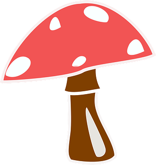 Red Capped Mushroom Cartoon PNG