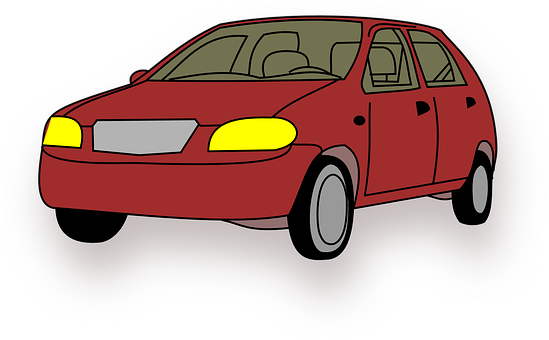 Red Car Cartoon Illustration PNG