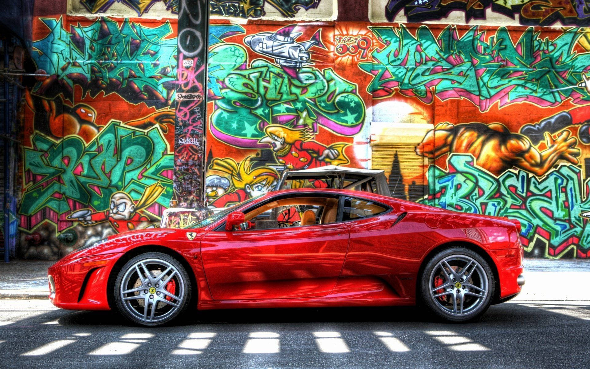 Red Car Graffiti Laptop Wallpaper