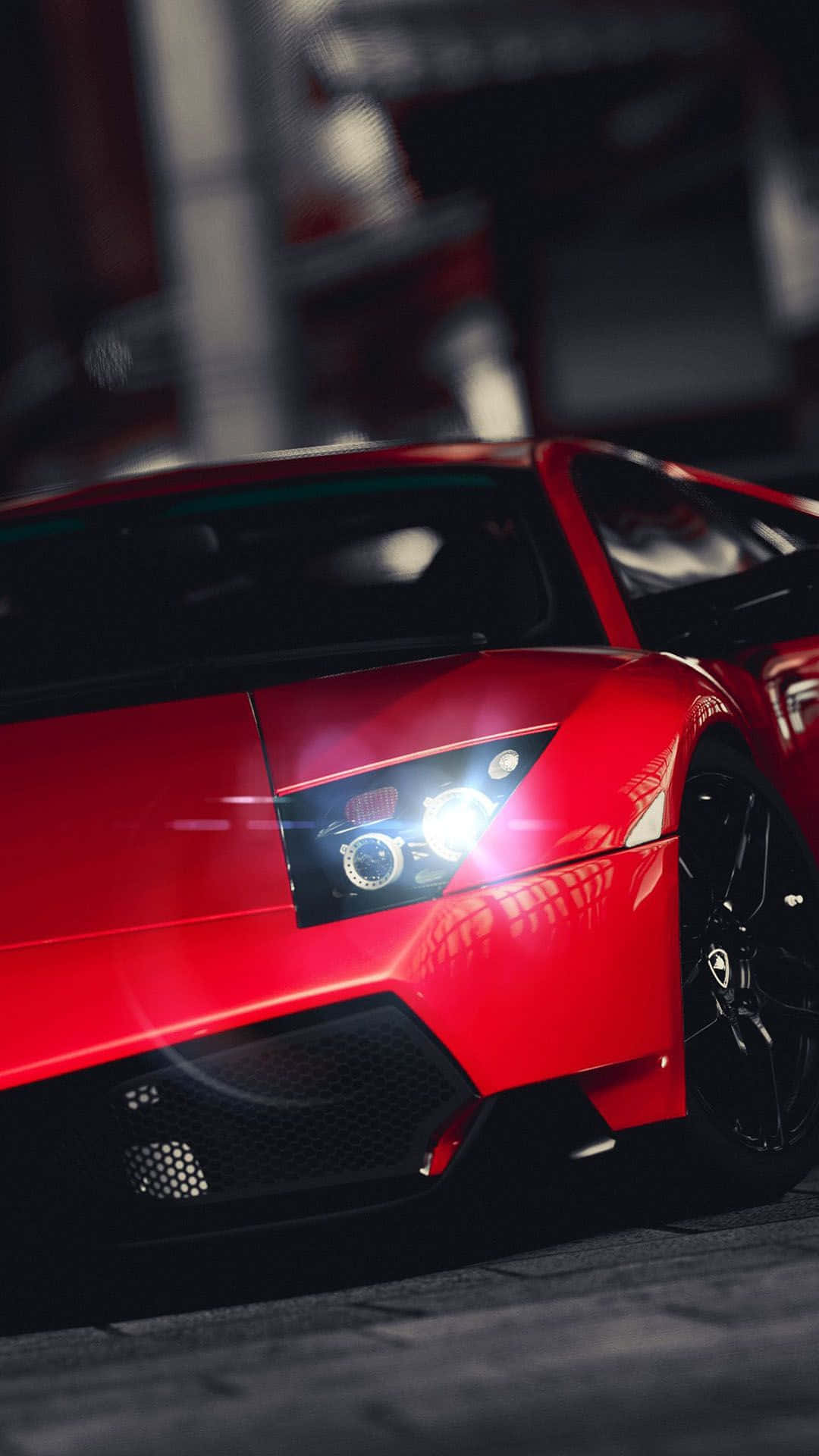 Colorful Red Car in Motion Wallpaper