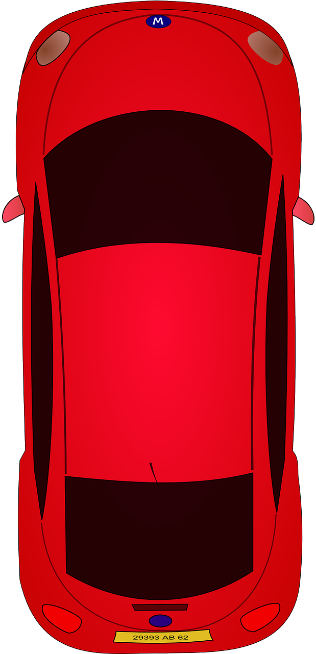 Red Car Top View Graphic PNG