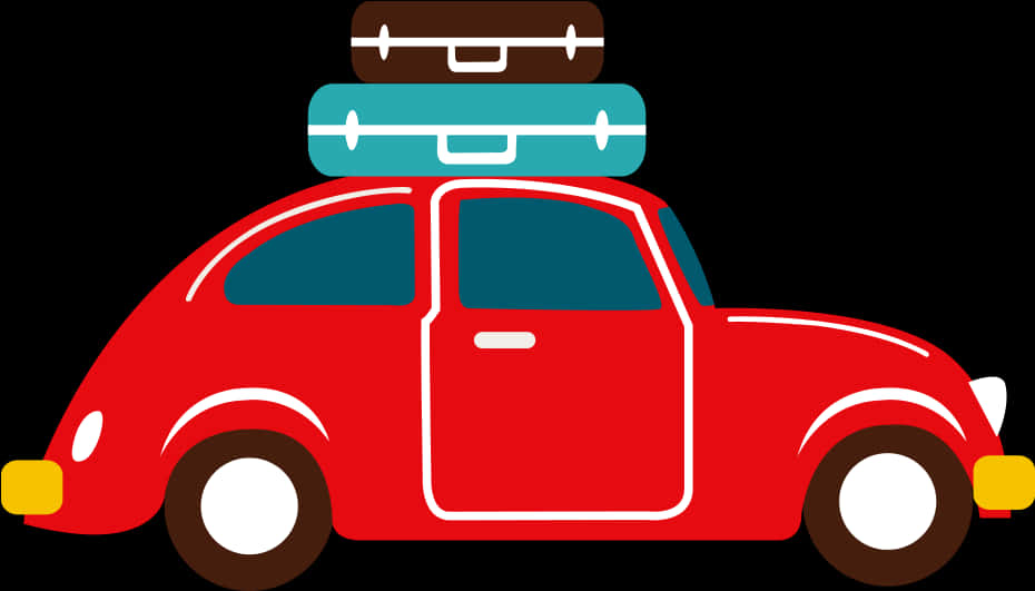 Red Car Vectorwith Luggage Top PNG