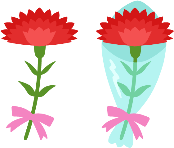 Red Carnationand Bouquet Illustration PNG