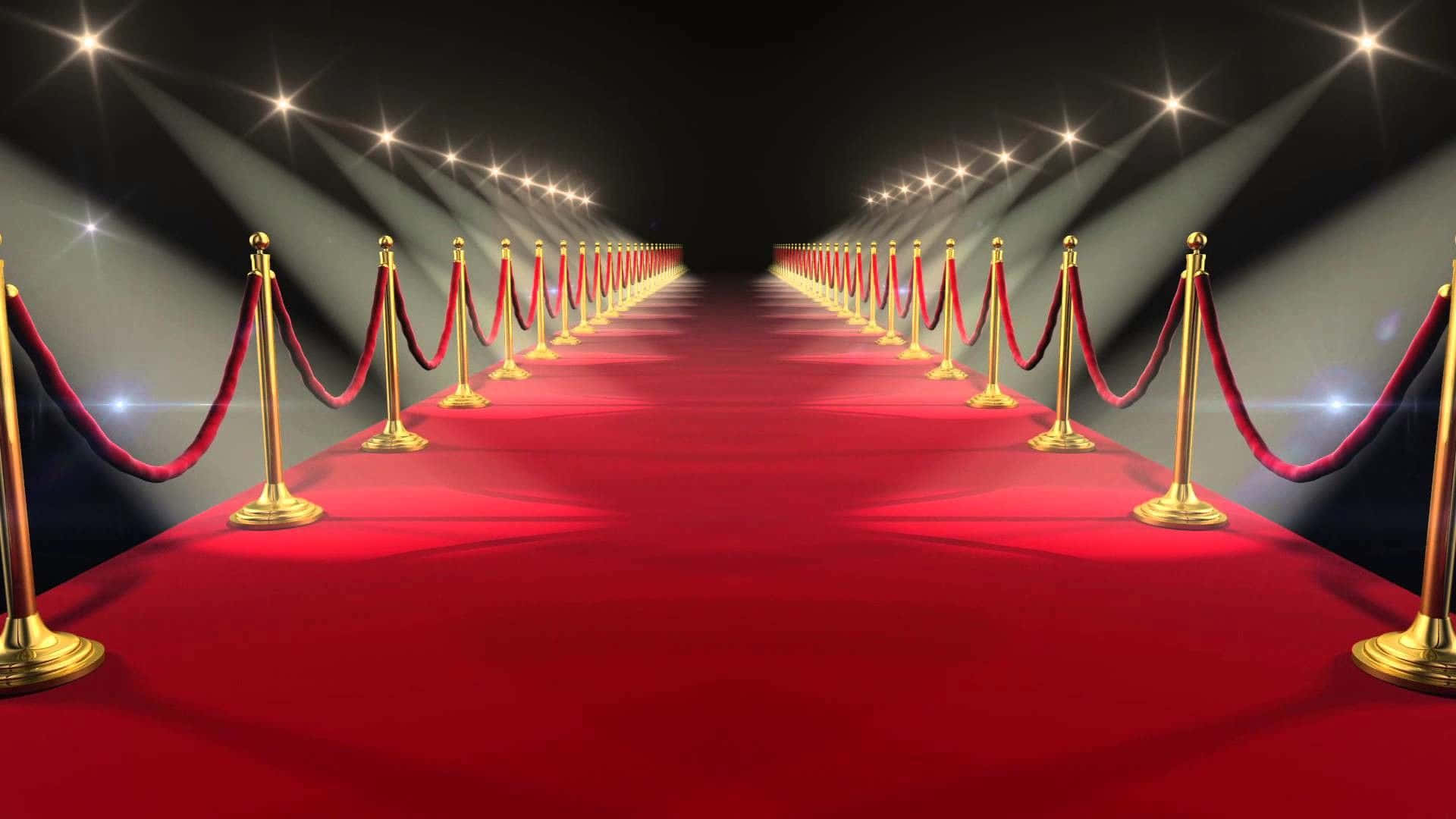 Red Carpet With Ropes And Spotlights Wallpaper
