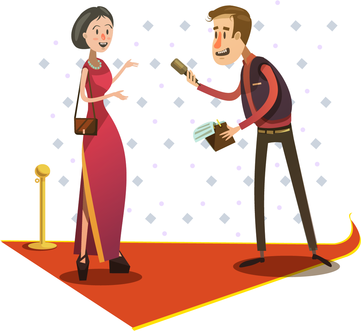 Red Carpet Interview Cartoon PNG