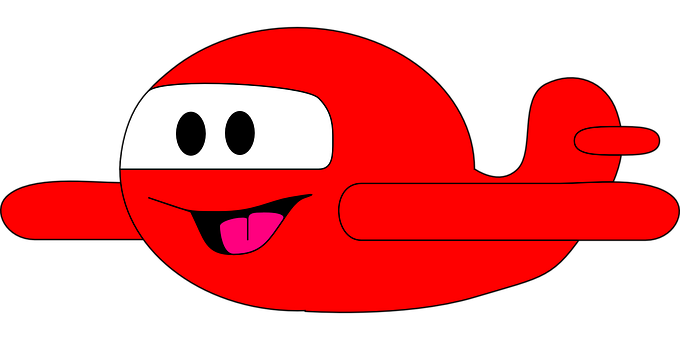 Red Cartoon Airplane Smiling PNG