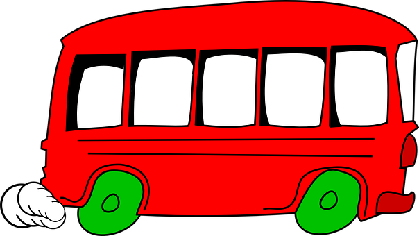 Red Cartoon Bus Graphic PNG