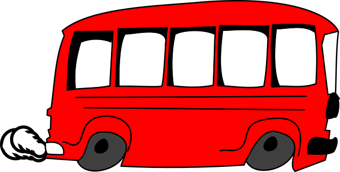 Red Cartoon Bus Graphic PNG