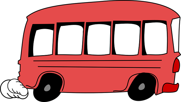 Red Cartoon Bus Vector Illustration PNG