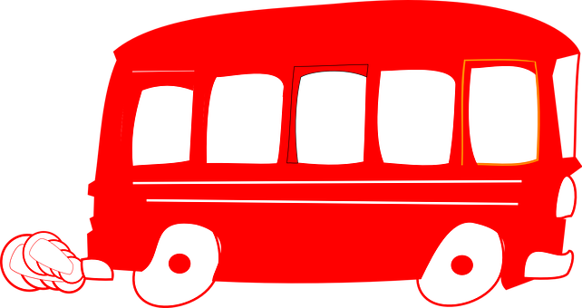 Red Cartoon Bus Vector PNG