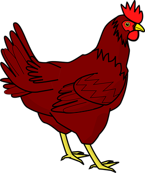 Red Cartoon Chicken Illustration PNG