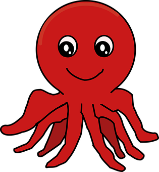 Red Cartoon Octopus PNG