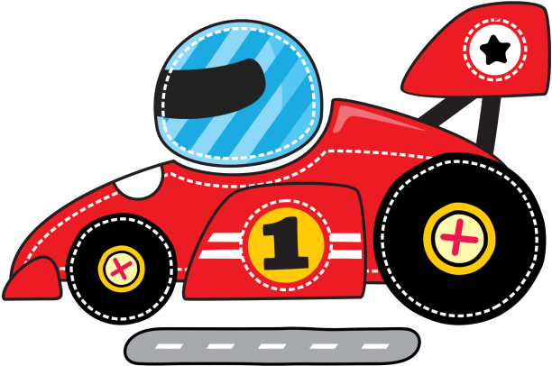 Red Cartoon Race Car Number One PNG