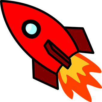 Red Cartoon Rocket Clipart PNG