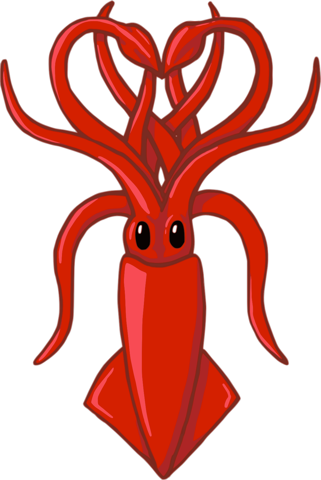 Red Cartoon Squid Illustration PNG