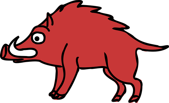 Red Cartoon Wild Boar PNG