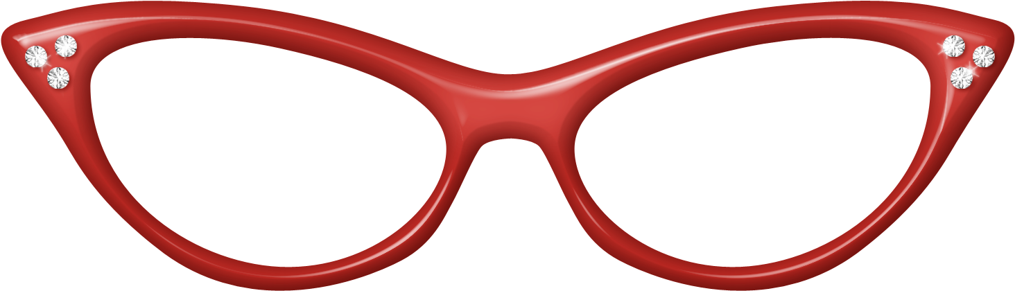Red Cat Eye Glasseswith Crystals PNG