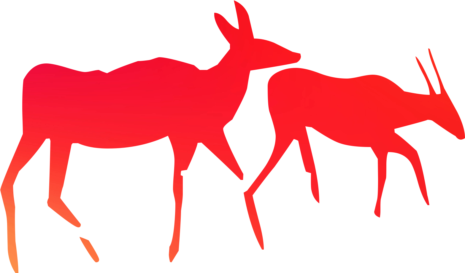 Red Cave Painting Deer Silhouettes PNG