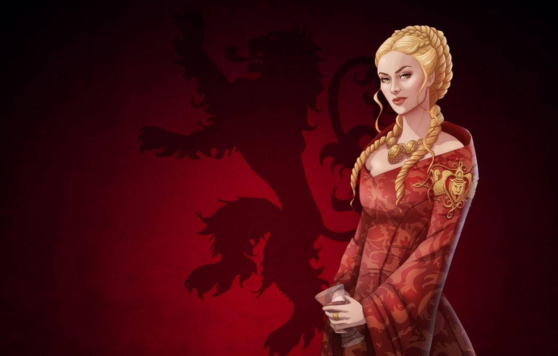 Red Cersei Lannister Digital Art Wallpaper