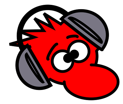 Red Character Headphones Sticker PNG