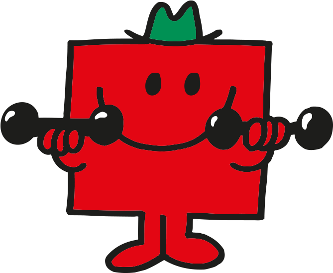 Red Character Lifting Weights PNG