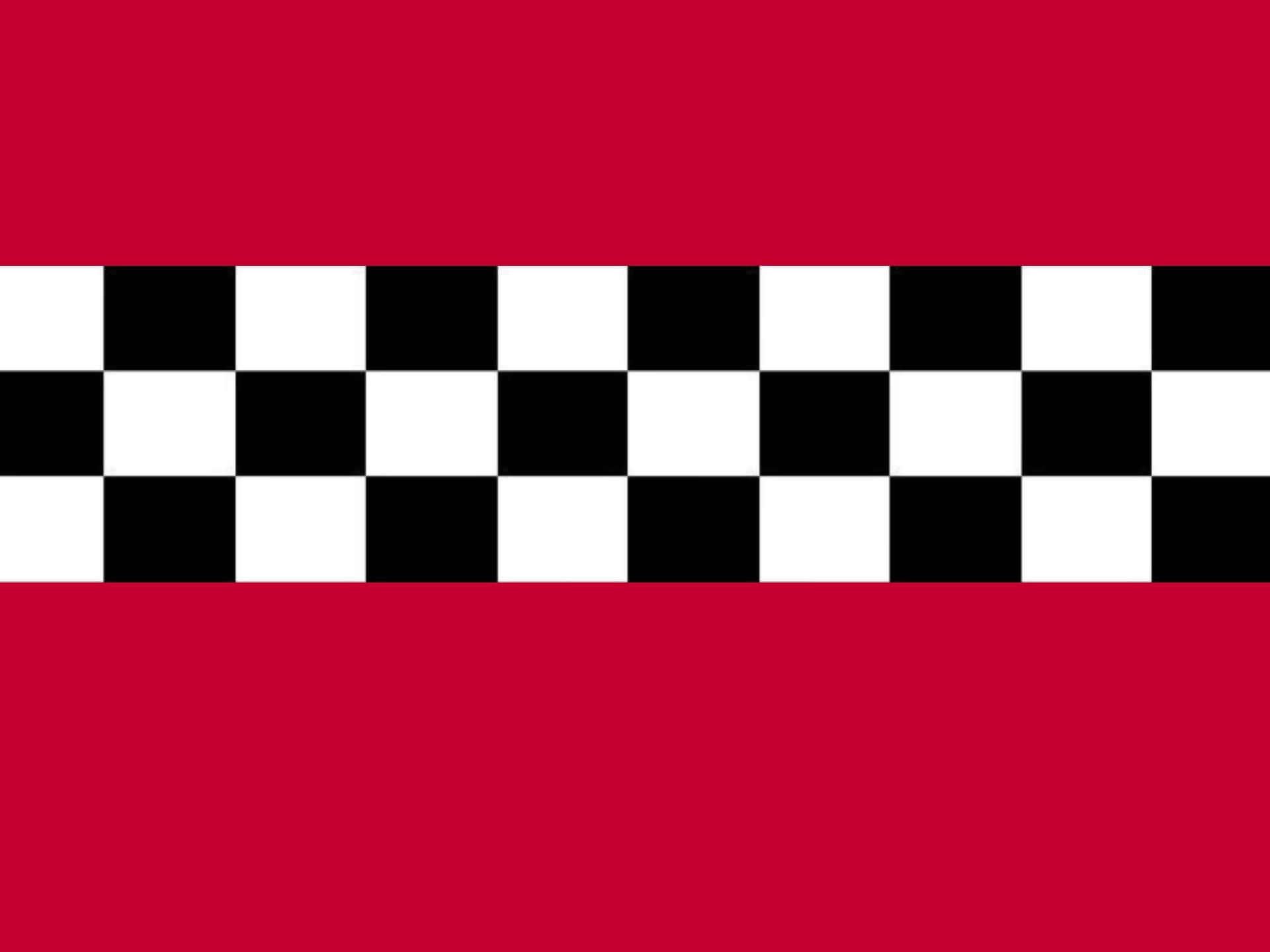 Enschackrutig Flagga På En Röd Bakgrund Wallpaper