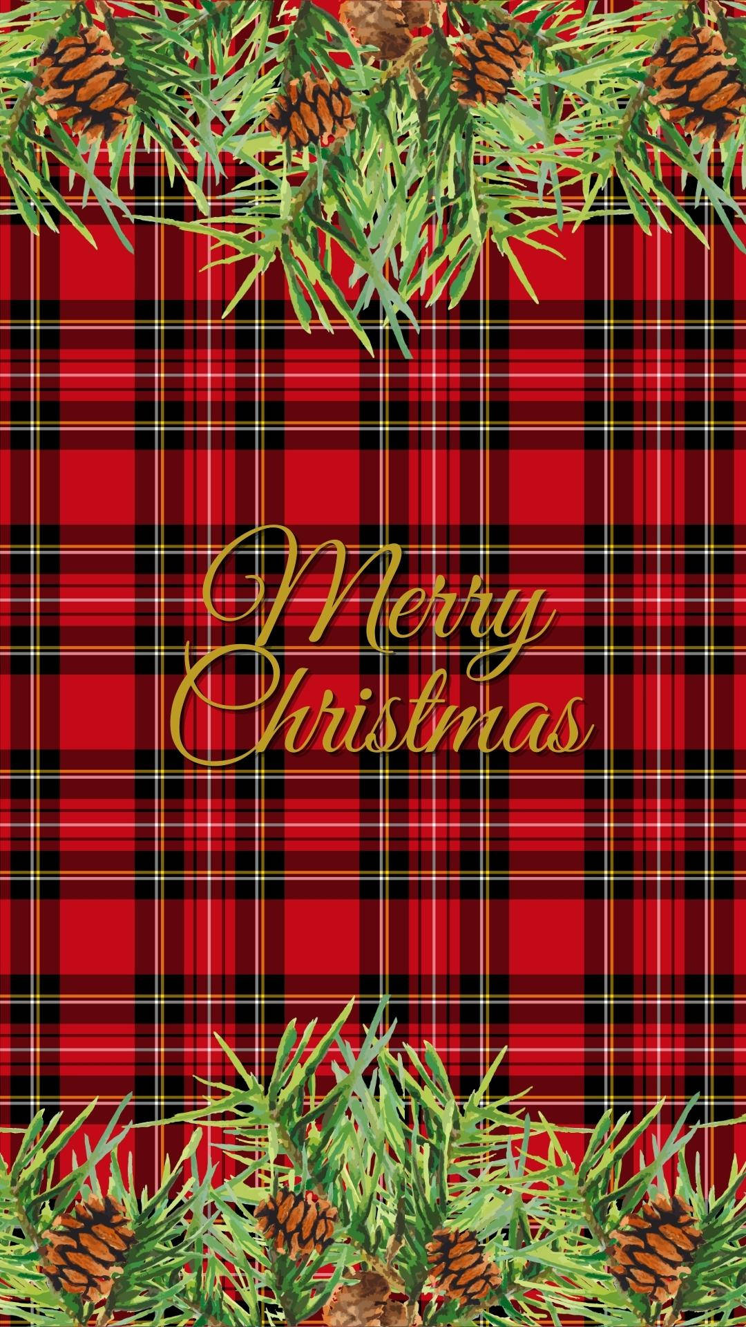 Red Checkered Pattern Christmas Iphone Background