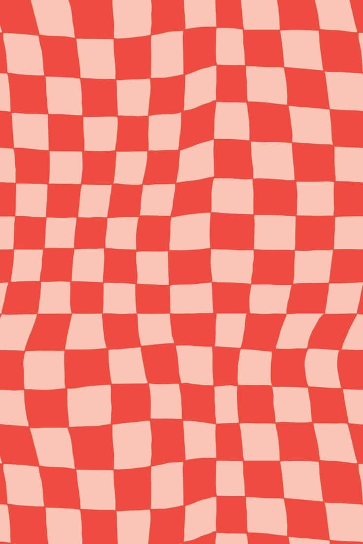 Red Checkered Wavy Pattern Wallpaper