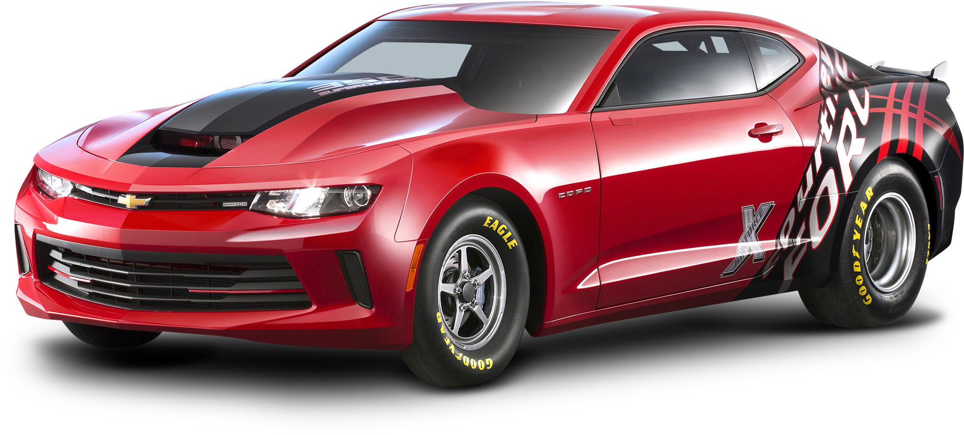 Red Chevrolet Camaro S S Side View PNG