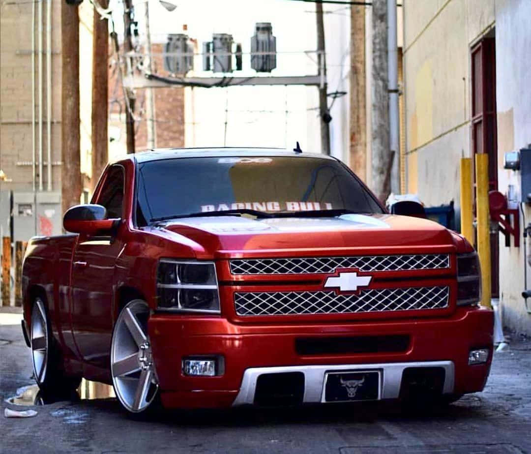Red Chevrolet Truck Lowered Stance Wallpaper