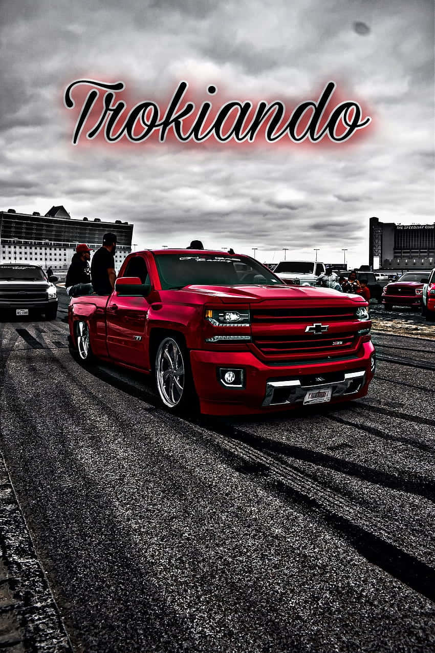 Red Chevrolet Truck Trokiando Event Wallpaper