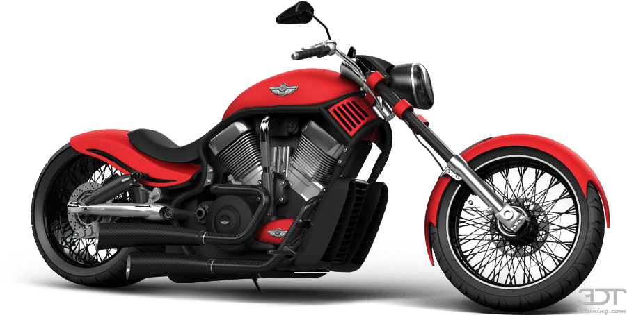 Red Chopper Motorcycle Profile PNG