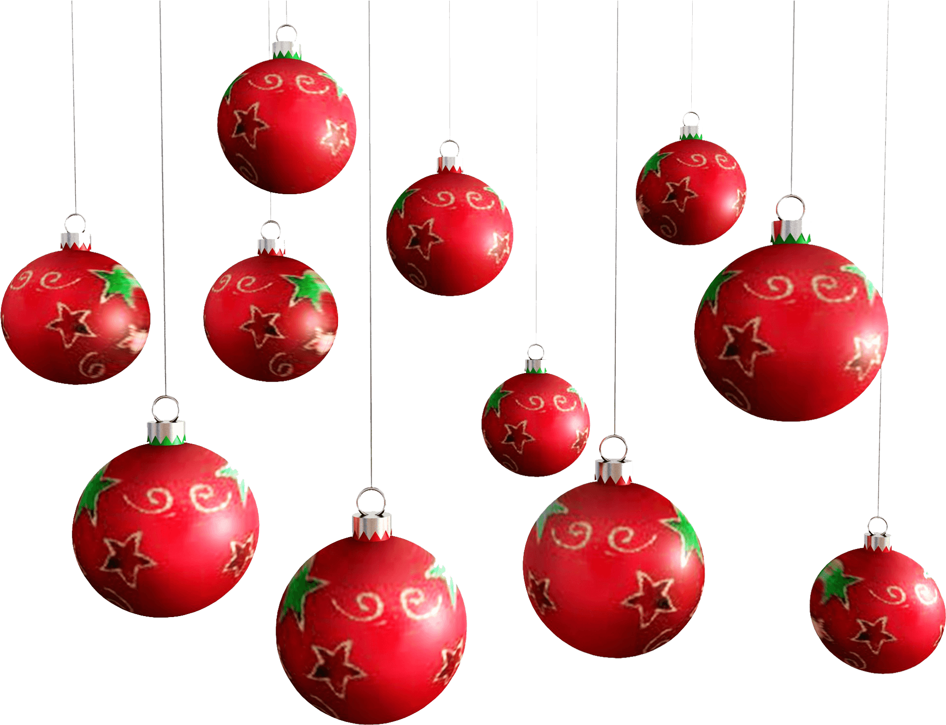Red Christmas Balls Hanging Transparent Background PNG