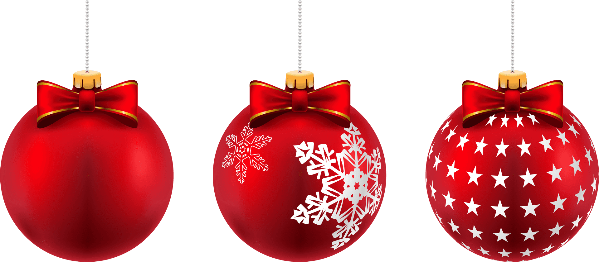 Red Christmas Ballswith Decorative Patterns PNG