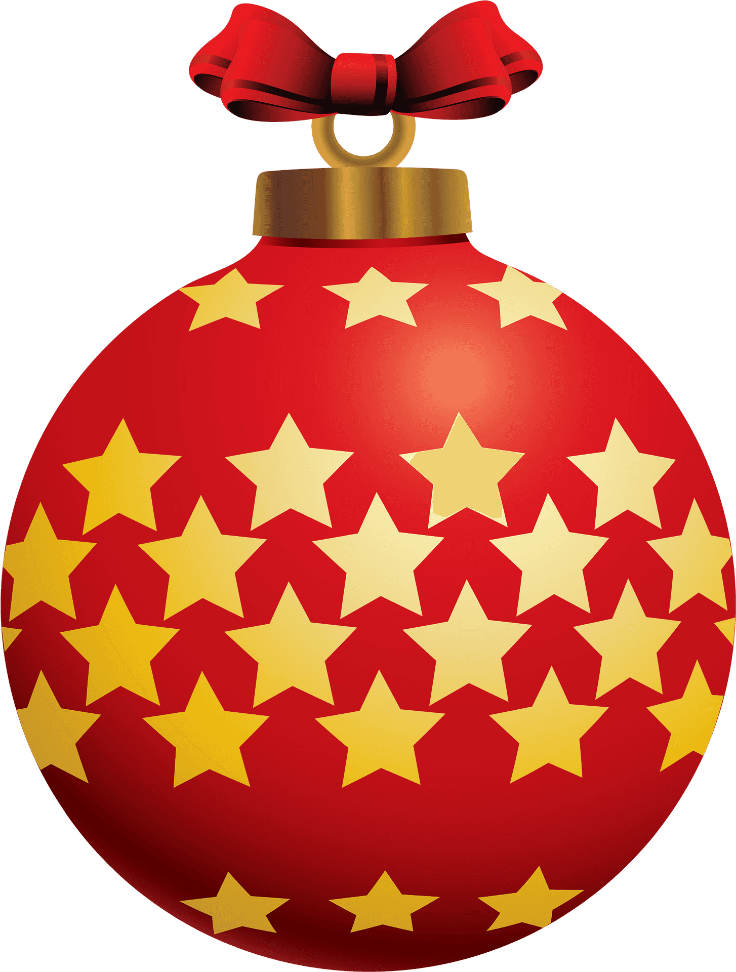 Red Christmas Ballwith Golden Stars PNG
