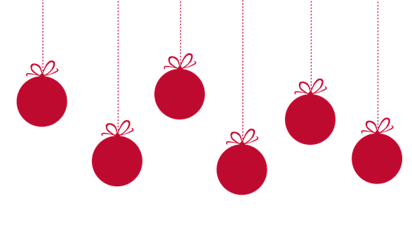 Red Christmas Baubles Black Background PNG