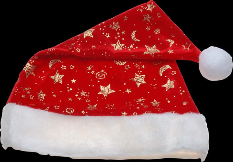 Red Christmas Hatwith Gold Patterns PNG