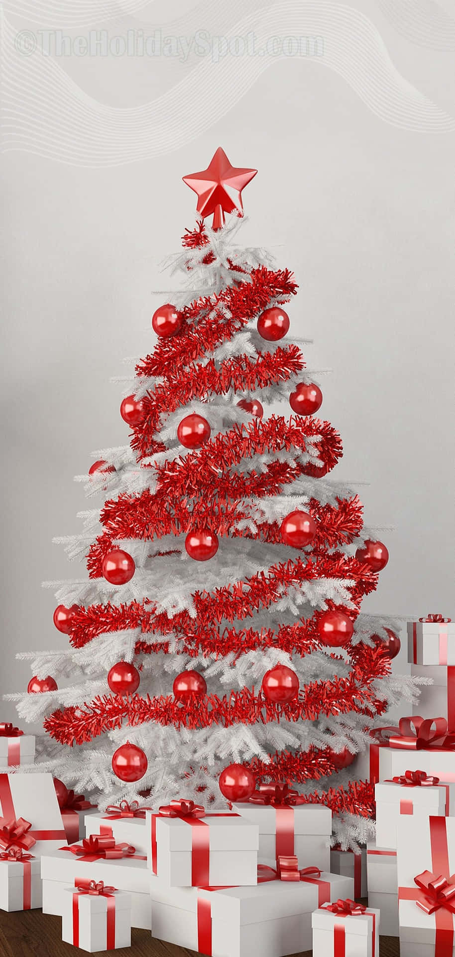 Røde julepynt på iOS Wallpaper