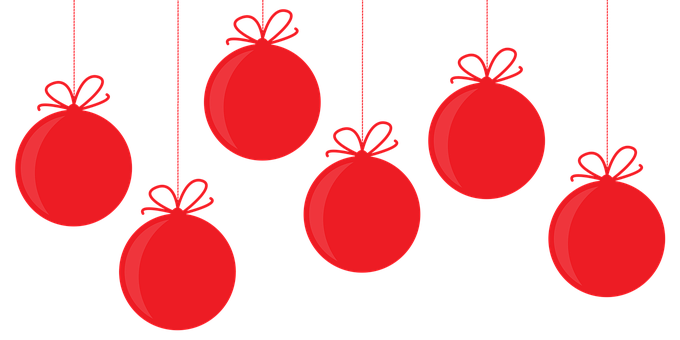 Red Christmas Ornaments Black Background PNG