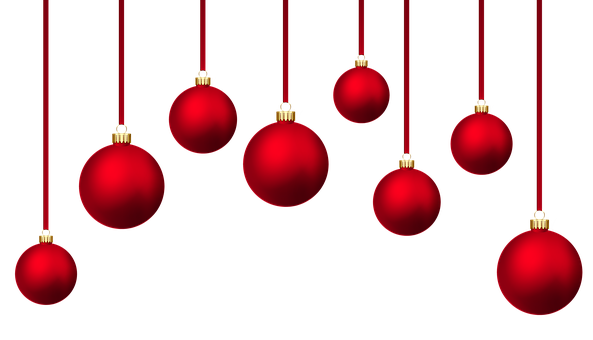 Red Christmas Ornaments Hanging Against Black Background.jpg PNG