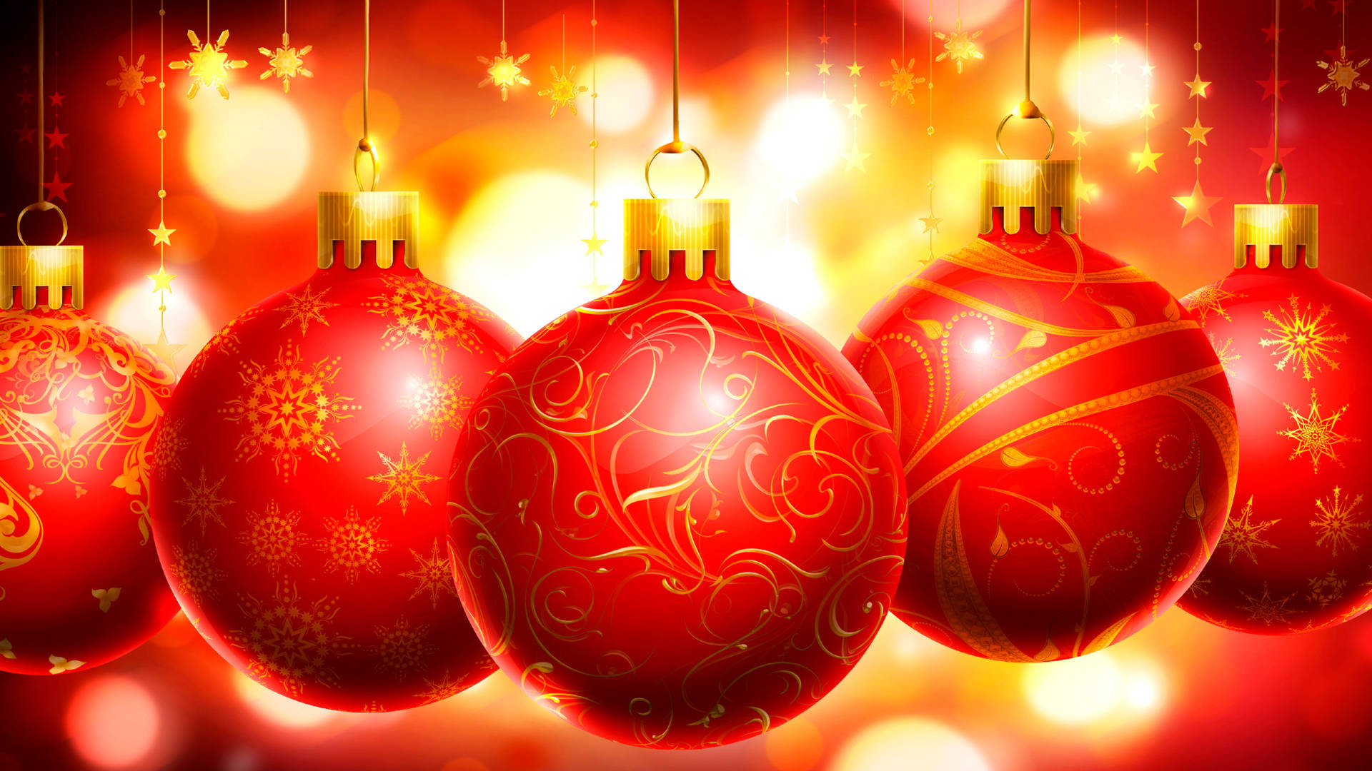 Red Christmas Ornaments Vector Wallpaper