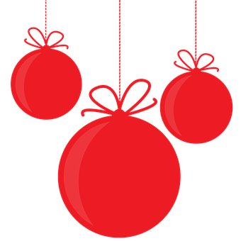 Red Christmas Ornaments Vector PNG