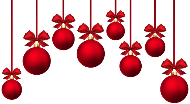 Red Christmas Ornamentswith Bows PNG