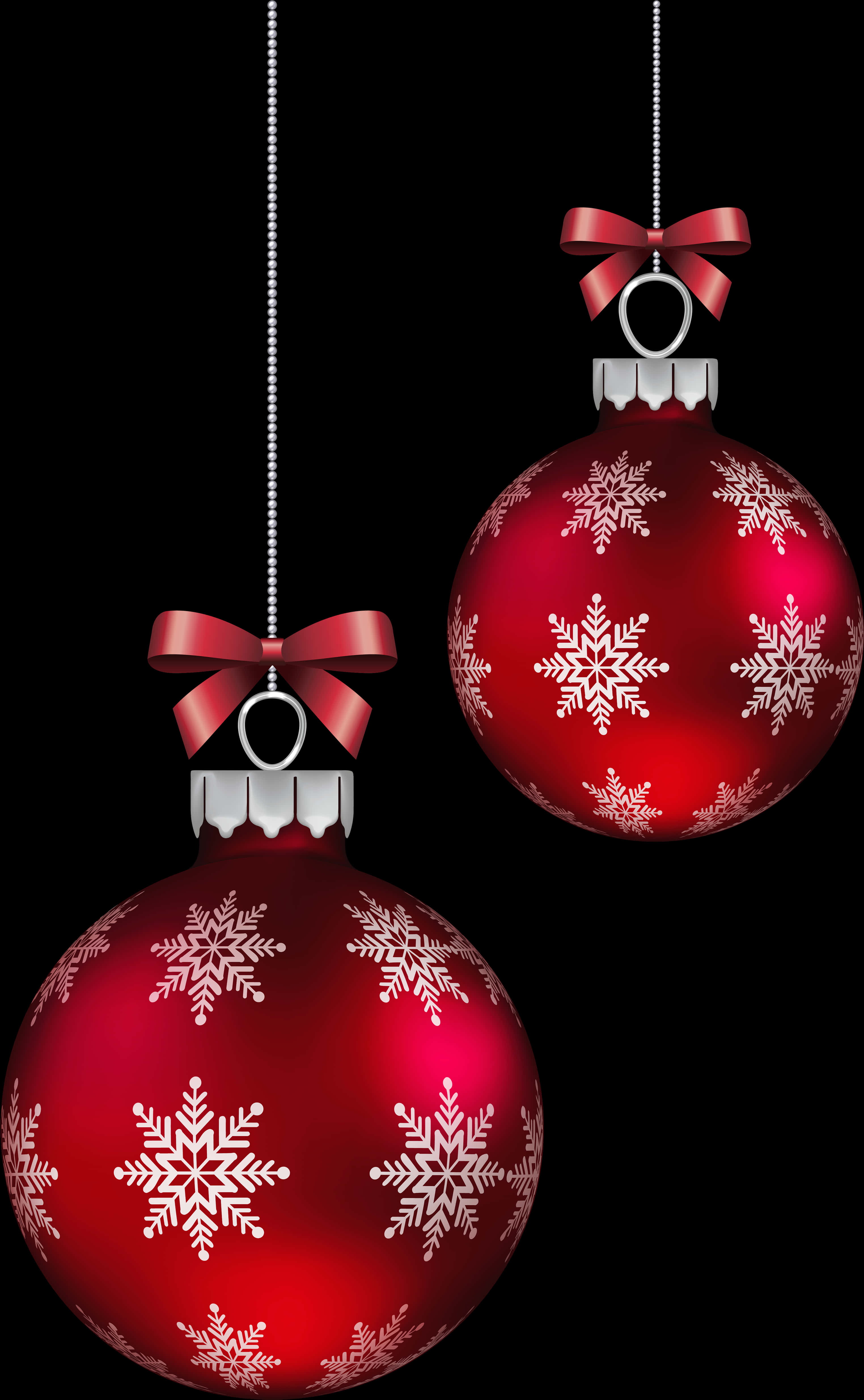 Red Christmas Ornamentswith Snowflakes PNG