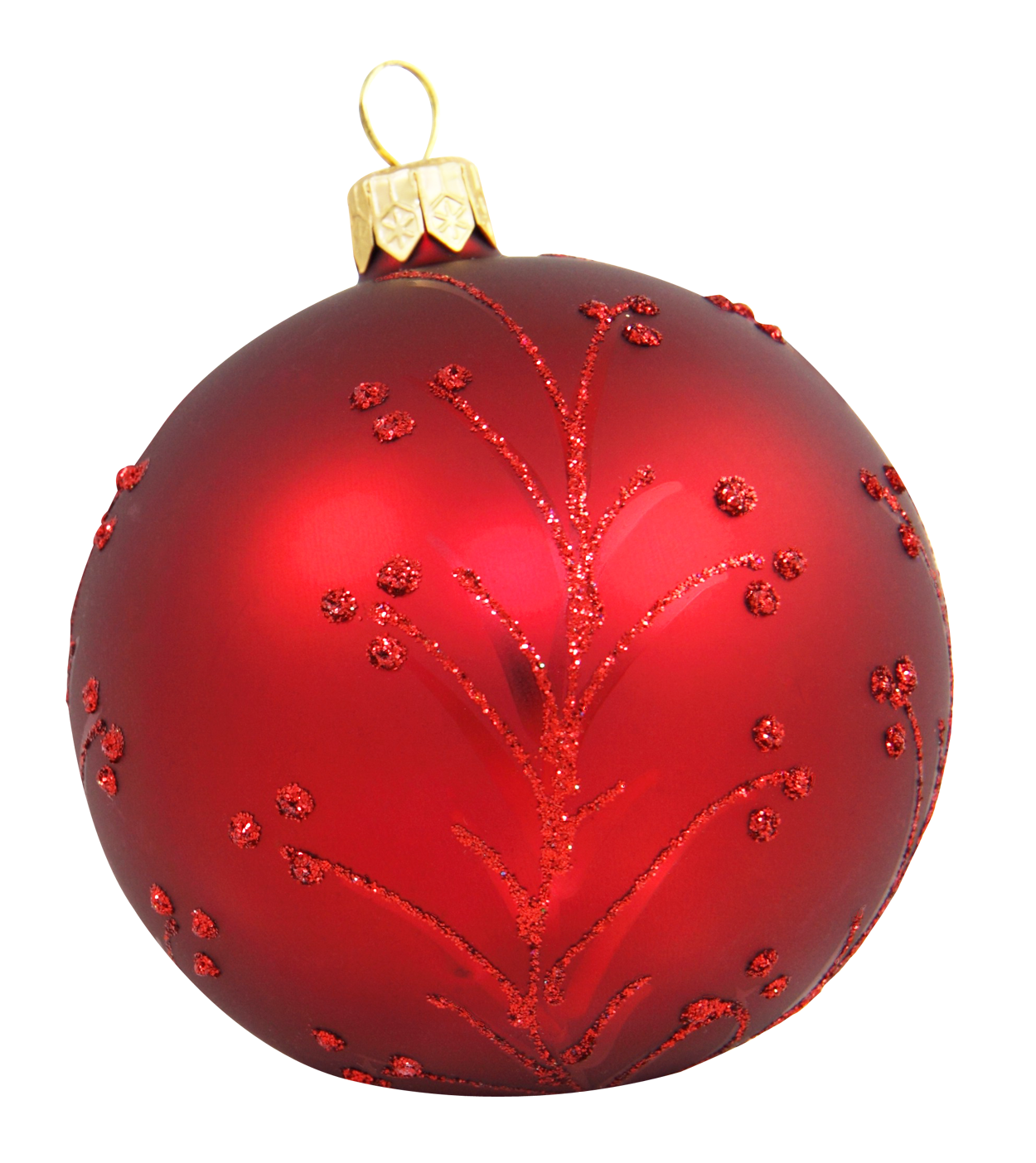 Red Christmas Ornamentwith Glitter Decoration PNG