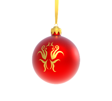 Red Christmas Ornamentwith Golden Design PNG