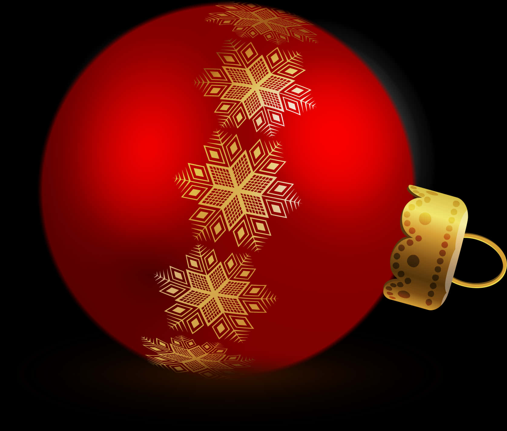 Red Christmas Ornamentwith Golden Snowflakes PNG