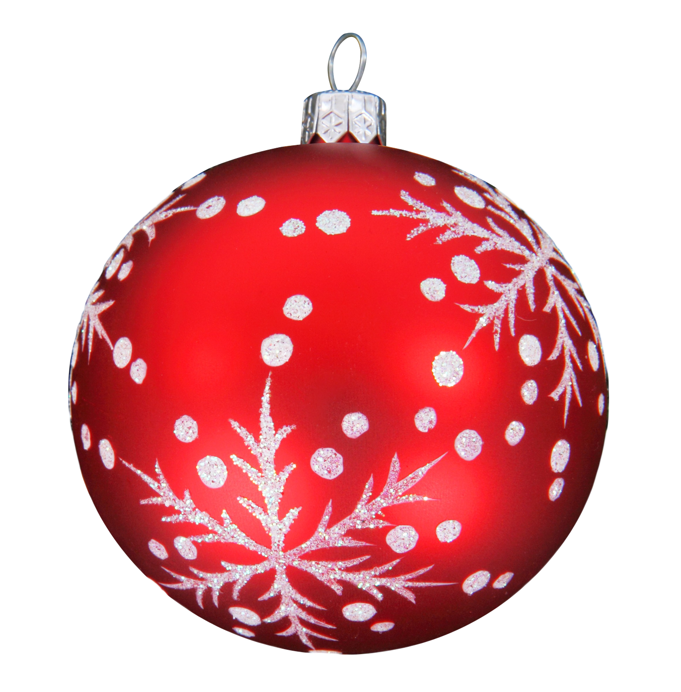 Red Christmas Ornamentwith Silver Decorations PNG